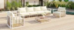 Modern Minimalist 7-Piece Metal Patio Sectional Sofa Set - All-Weather, Indoor/Outdoor Conversational Furniture, White - Image 26