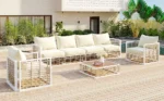 Modern Minimalist 7-Piece Metal Patio Sectional Sofa Set - All-Weather, Indoor/Outdoor Conversational Furniture, White - Image 27