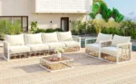 Modern Minimalist 7-Piece Metal Patio Sectional Sofa Set - All-Weather, Indoor/Outdoor Conversational Furniture, White - Image 28