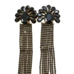Elegant Black Tassel Earrings with Crystals - Handmade, Hypoallergenic | A Blonde and Her Bag