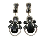 Elegant Black Fancy Geometric Earrings | Hypoallergenic & Handmade Statement Jewelry