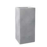 Exquisite Terra Series Poly Stone Planter in Aged Concrete - Durable Fiberstone & MGO Clay, 7.9" x 7.9" x 19.7" for Indoor/Outdoor Use