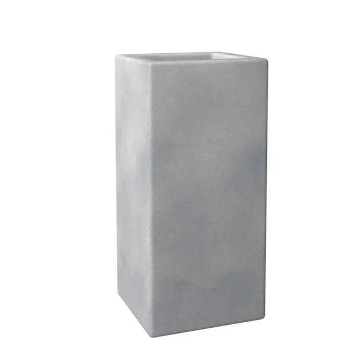 Exquisite Terra Series Poly Stone Planter in Aged Concrete - Durable Fiberstone & MGO Clay, 7.9" x 7.9" x 19.7" for Indoor/Outdoor Use - Image 1