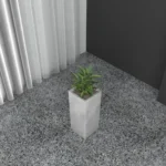 Exquisite Terra Series Poly Stone Planter in Aged Concrete - Durable Fiberstone & MGO Clay, 7.9" x 7.9" x 19.7" for Indoor/Outdoor Use - Image 2
