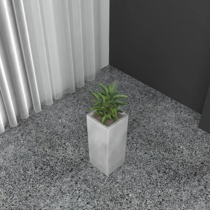 Exquisite Terra Series Poly Stone Planter in Aged Concrete - Durable Fiberstone & MGO Clay, 7.9" x 7.9" x 19.7" for Indoor/Outdoor Use - Image 2