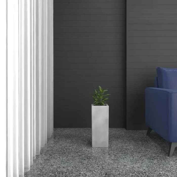 Exquisite Terra Series Poly Stone Planter in Aged Concrete - Durable Fiberstone & MGO Clay, 7.9" x 7.9" x 19.7" for Indoor/Outdoor Use - Image 3
