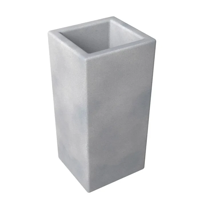 Exquisite Terra Series Poly Stone Planter in Aged Concrete - Durable Fiberstone & MGO Clay, 7.9" x 7.9" x 19.7" for Indoor/Outdoor Use - Image 4