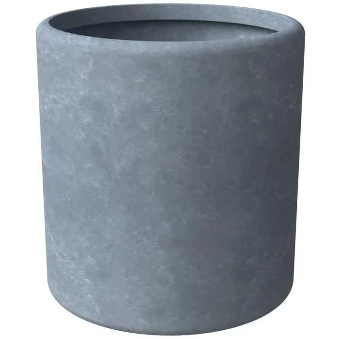Elegant Poly Stone Cylindrical Planter - Aged Concrete, 24" Diameter, 26" High - Durable & Weather-Resistant Planter with Drainage Holes - Image 1