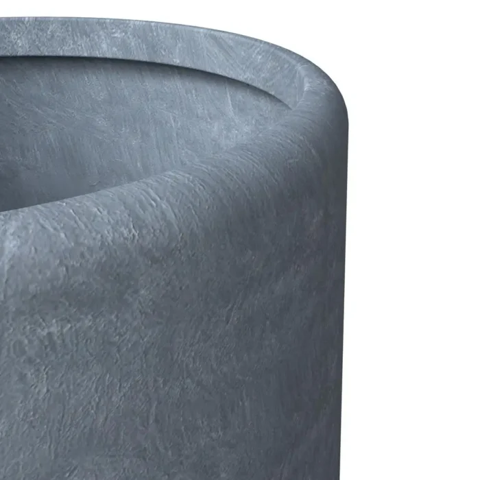 Elegant Poly Stone Cylindrical Planter - Aged Concrete, 24" Diameter, 26" High - Durable & Weather-Resistant Planter with Drainage Holes - Image 2