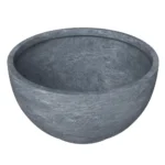Grove Series Hemisphere Poly Clay Planter - 12.4" Dia, 7.1" High | Aged Concrete | Indoor/Outdoor Weather-Resistant Planter