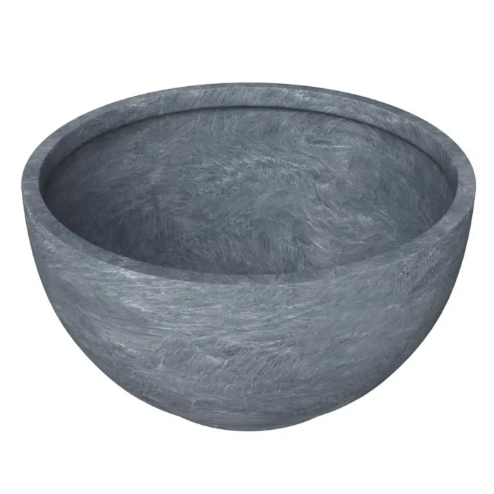 Grove Series Hemisphere Poly Clay Planter - 12.4" Dia, 7.1" High | Aged Concrete | Indoor/Outdoor Weather-Resistant Planter - Image 1