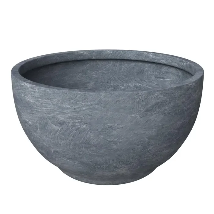Grove Series Hemisphere Poly Clay Planter - 12.4" Dia, 7.1" High | Aged Concrete | Indoor/Outdoor Weather-Resistant Planter - Image 2