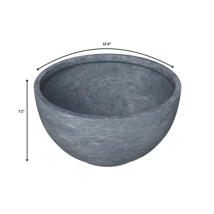 Grove Series Hemisphere Poly Clay Planter - 12.4" Dia, 7.1" High | Aged Concrete | Indoor/Outdoor Weather-Resistant Planter - Image 5