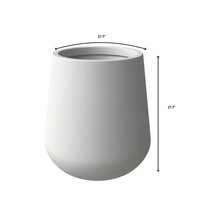 Elegant Orchid Series Poly Stone Planter in White 17.7" Dia x 17.7" High | Durable & Stylish Fiberstone MGO Clay Planter with Drainage Holes - Image 4