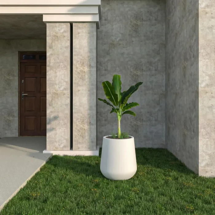 Elegant Orchid Series Poly Stone Planter in White 17.7" Dia x 17.7" High | Durable & Stylish Fiberstone MGO Clay Planter with Drainage Holes - Image 5