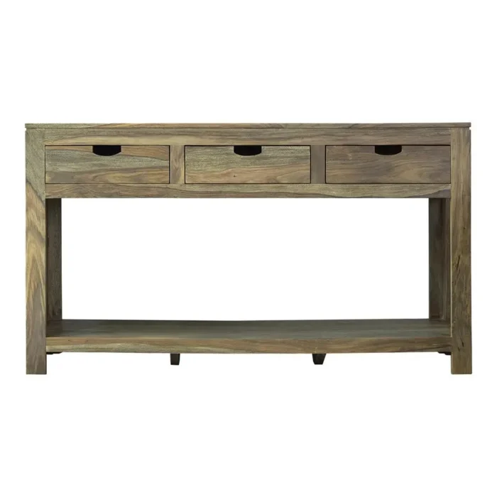 Esther 3-Drawer Storage Console Table in Natural Sheesham Rustic, Stylish, and Durable - Image 2