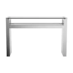 Edna 1-Shelf Silver Console Table - Contemporary Chic with Floating Glass Top - Image 3