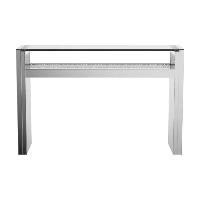 Edna 1-Shelf Silver Console Table - Contemporary Chic with Floating Glass Top - Image 3