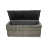 Outdoor Storage Box, 113 Gallon Wicker Patio Deck Box with Lid - Grey Wicker | Weatherproof & Stylish Storage Solution - Image 3