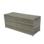 Outdoor Storage Box, 113 Gallon Wicker Patio Deck Box with Lid - Grey Wicker | Weatherproof & Stylish Storage Solution - Image 6