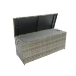 Outdoor Storage Box, 113 Gallon Wicker Patio Deck Box with Lid - Grey Wicker | Weatherproof & Stylish Storage Solution - Image 8