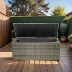 Outdoor Storage Box, 113 Gallon Wicker Patio Deck Box with Lid - Grey Wicker | Weatherproof & Stylish Storage Solution - Image 19