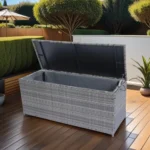 Outdoor Storage Box, 113 Gallon Wicker Patio Deck Box with Lid - Grey Wicker | Weatherproof & Stylish Storage Solution - Image 21