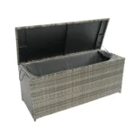 Outdoor Storage Box, 113 Gallon Wicker Patio Deck Box with Lid - Grey Wicker | Weatherproof & Stylish Storage Solution - Image 26