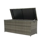 Outdoor Storage Box, 113 Gallon Wicker Patio Deck Box with Lid - Grey Wicker | Weatherproof & Stylish Storage Solution - Image 28