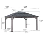 Sunjoy 13 ft. x 15 ft. Cedar Framed Gazebo with Durable Black Steel Roof - Ideal for Outdoor Living - Image 2
