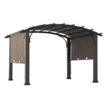 Elegant 10 x 12 ft. Dylon Arched Roof Pergola with Adjustable Canopy - Matte Black Steel Frame