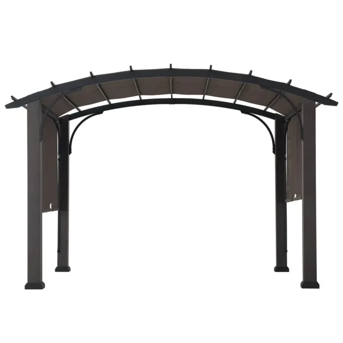 Elegant 10 x 12 ft. Dylon Arched Roof Pergola with Adjustable Canopy - Matte Black Steel Frame - Image 2