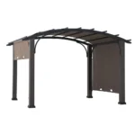 Elegant 10 x 12 ft. Dylon Arched Roof Pergola with Adjustable Canopy - Matte Black Steel Frame - Image 3