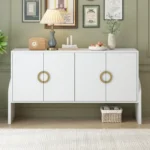 Stylish Four-Door Metal Handle Storage Cabinet with Adjustable Shelves | Perfect for Study & Living Room