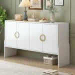 Stylish Four-Door Metal Handle Storage Cabinet with Adjustable Shelves | Perfect for Study & Living Room - Image 2