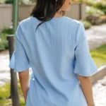 Elegant Women's Ruffled Half Sleeve V Neck Top - Stylish & Comfortable for Every Occasion