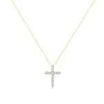 10K Yellow Gold Diamond Cross Pendant Necklace with Box Chain - 1.0 Cttw Round Brilliant Cut, 18" - Image 2
