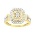 10K Yellow Gold Plated .925 Sterling Silver 3/4 Cttw Diamond Cluster Ring - Elegance & Sparkle