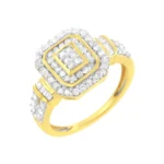 10K Yellow Gold Plated .925 Sterling Silver 3/4 Cttw Diamond Cluster Ring - Elegance & Sparkle - Image 2