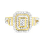 10K Yellow Gold Plated .925 Sterling Silver 3/4 Cttw Diamond Cluster Ring - Elegance & Sparkle - Image 3