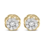 10K Yellow Gold Plated .925 Sterling Silver 1/2 Cttw Diamond Cluster Stud Earrings - Elegant & Sophisticated Jewelry