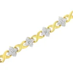 Elegant 10K Yellow Gold Plated Sterling Silver Diamond Clover Link Tennis Bracelet - 7.25" | Exquisite Jewelry for Any Occasion - Image 8