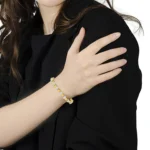 Elegant 10K Yellow Gold Plated Sterling Silver Diamond Clover Link Tennis Bracelet - 7.25" | Exquisite Jewelry for Any Occasion - Image 10