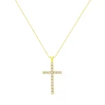 Elegant 10k Yellow Gold Plated .925 Sterling Silver Diamond Cross Pendant Necklace - 2.0 cttw - Image 2