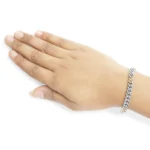 10K Yellow Gold Plated .925 Sterling Silver Diamond Curb Chain Bracelet - 7.5 Inches - Elegant and Timeless Jewelry for Women - Image 4