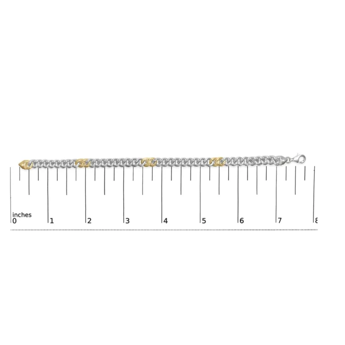 10K Yellow Gold Plated .925 Sterling Silver Diamond Curb Chain Bracelet - 7.5 Inches - Elegant and Timeless Jewelry for Women - Image 6