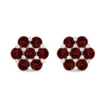 14K White Gold Treated Red Diamond Floral Stud Earrings - 1.0 Cttw, SI2-I1 Clarity | Elegant & Luxurious Jewelry