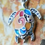 Exquisite 316L Stainless Steel Aloha Sea Turtle Dangle Navel Ring - Vibrant with Clear Cubic Zirconia & Enamel Details - Image 2