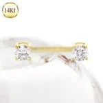 14Kt Yellow Gold Prong Setting CZ Nipple Bar - Elegant & Stylish Nipple Jewelry