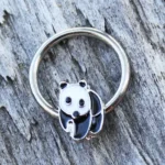 316L Stainless Panda Snap-in Captive Bead Ring / Septum Ring - Versatile & Stylish Jewelry
